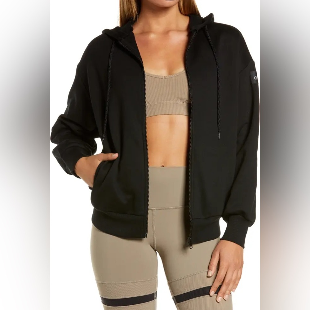 Alo Yoga Hype Full Zip Hoodie black size M